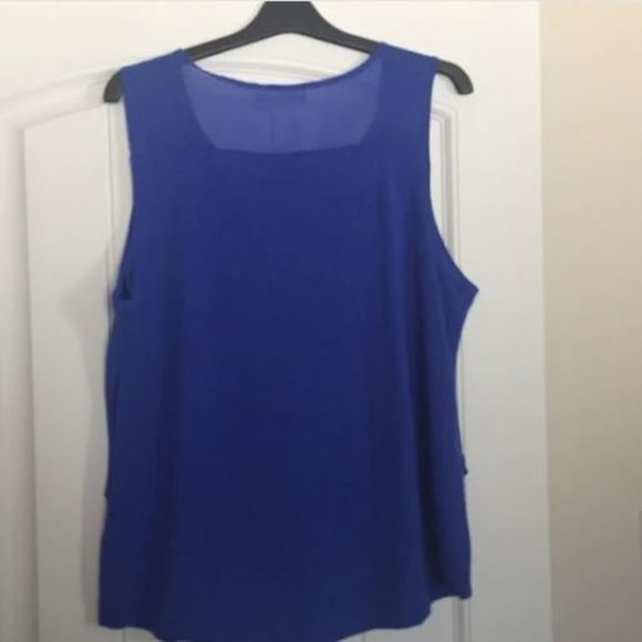 Double layered top Cato size XL Cobalt Blue sleeveless blouse top - Picture 4 of 16